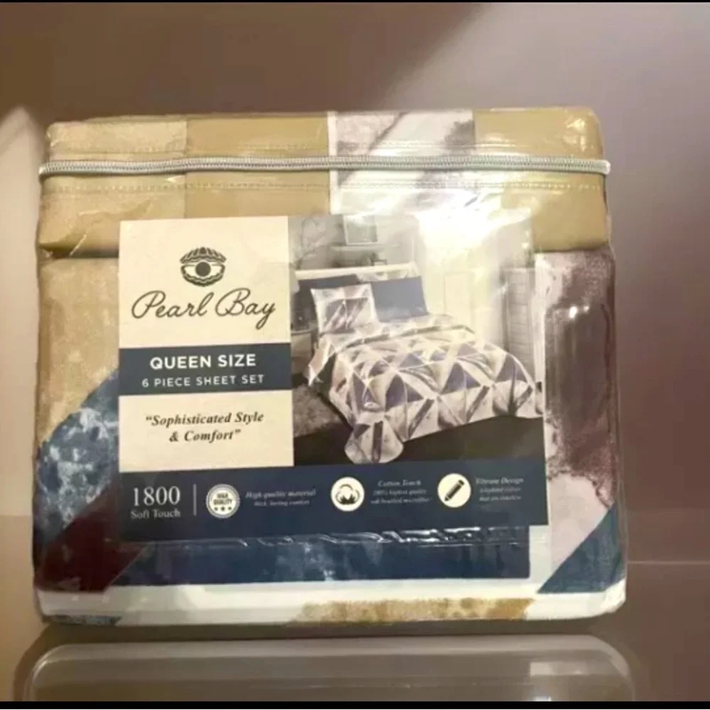 Pearl Bay 1800 Luxury Microfiber 6 Piece Bed Sheet Set Queen Sz 1 Fitted Flat